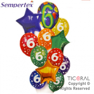 SET DE GLOBOS NUMEROS MULTICOLOR NRO 6 12 UNIDADES X 1